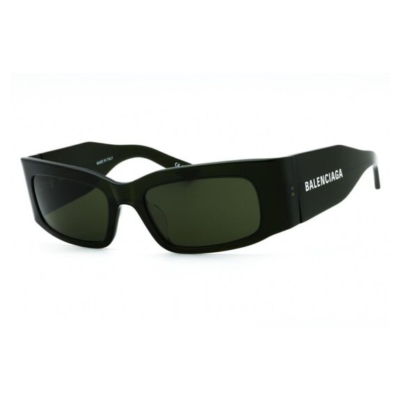 NEW BB0328S 006 BALENCIAGA GREEN UNISEX RECTANGULAR SUNGLASSES - Picture 1 of 4